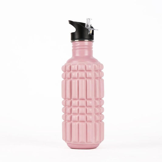 Fľaša na vodu s masážnym rollerom - ružová