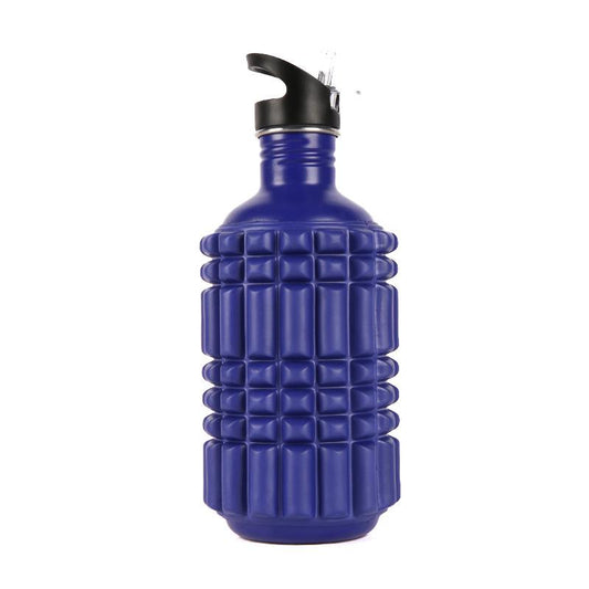 Fľaša na vodu s masážnym rollerom - tmavo modrá